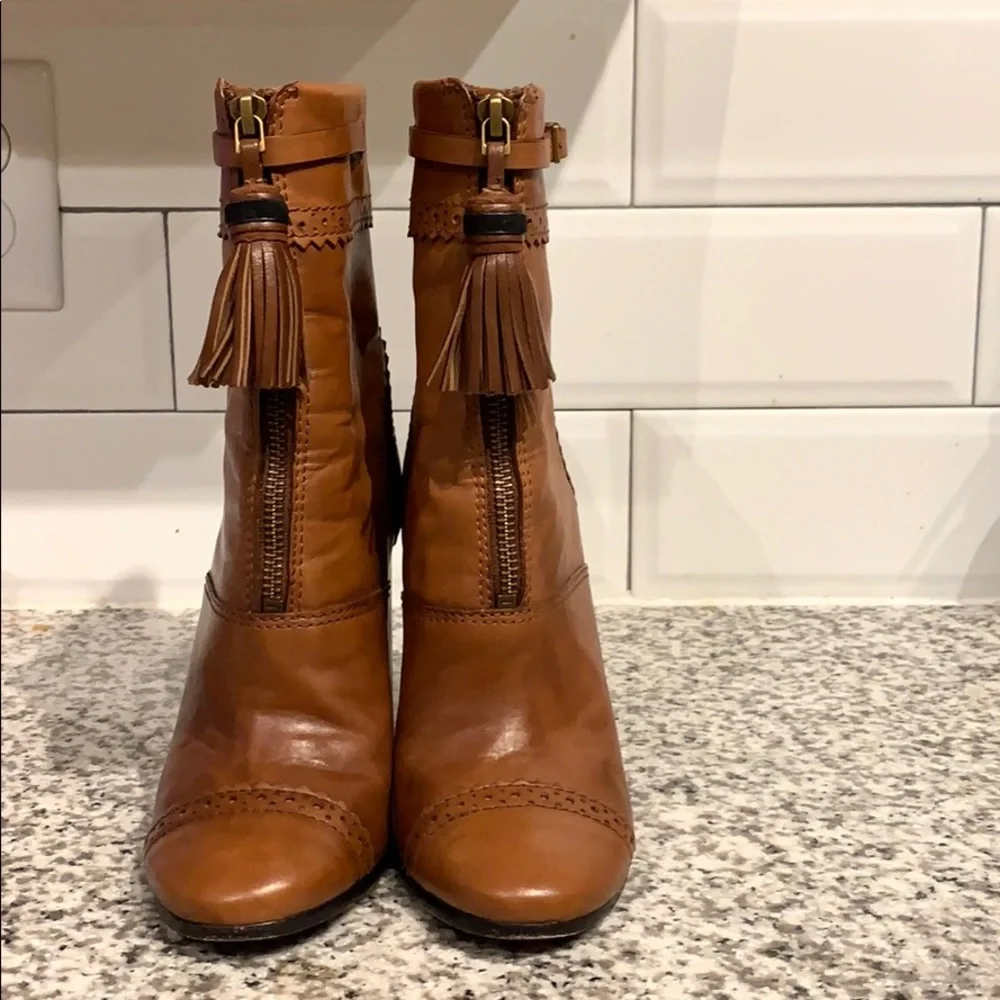 Tory Burch brown tassel booties size 5.5